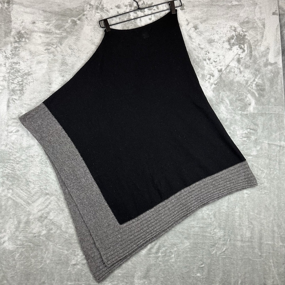 Celeste Poncho Women's One Size Black Gray Wool Cashmere Blend